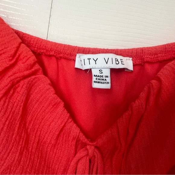 City Vibes Coral Tiered Ruffle Dress Size Small NWT - Picture 7 of 10